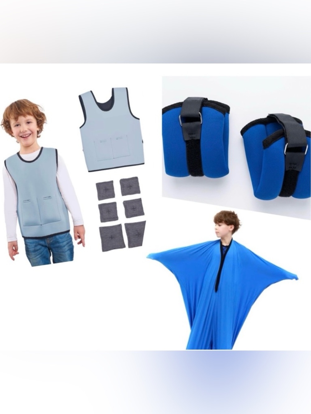 KIDS SENSORY LOT BUNDLE - weighted Vest, Ankle Weights + compression Body Sock